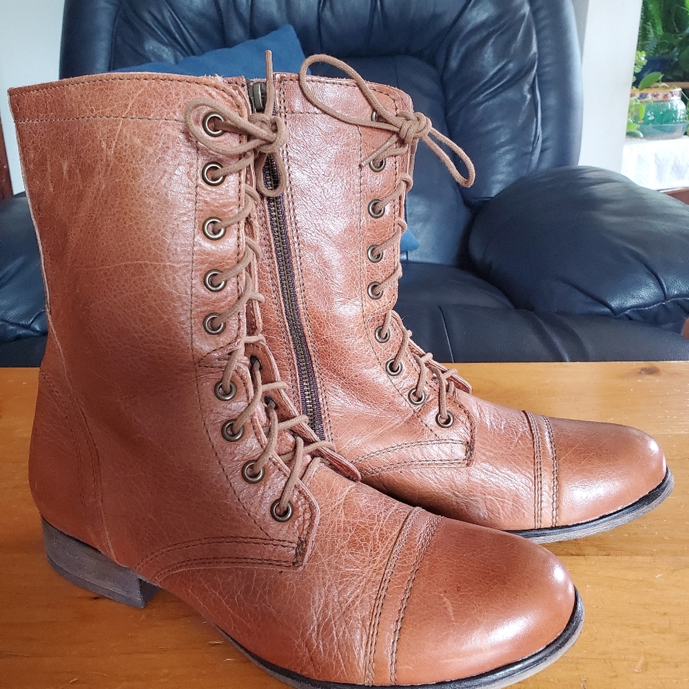 Steve Madden Leather Lace up Ankle Boots Size 11